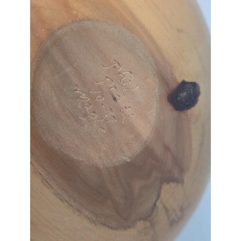 Hand Turned Spalted Maple Wood Bowl Signed
